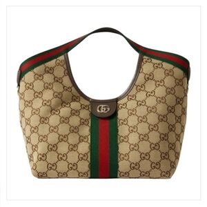 Gucci Designer GG Canvas Crossbody Purse Shoulder Bag  Green and Red Web Stripe